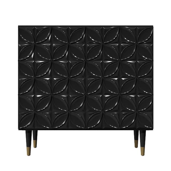 Black 31 in. H 2-Door Accent Storage Cabinet with Adjustable Shelf