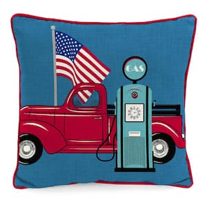 18 in. L x 18 in. W x 5 in. T Outdoor Throw Pillow in American Flag