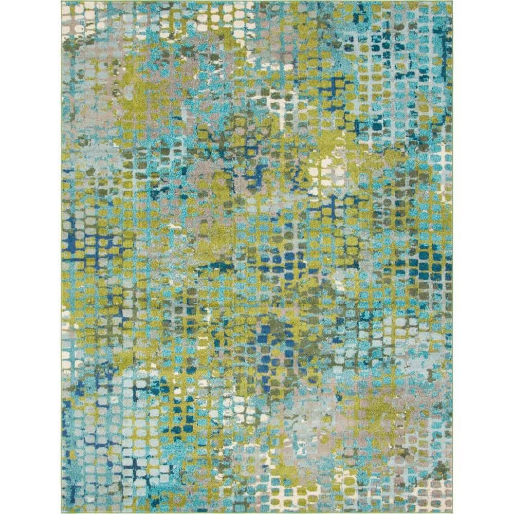 Unique Loom Chromatic Stormy Blue Green 8 ft. x 10 ft. Area Rug 3142273