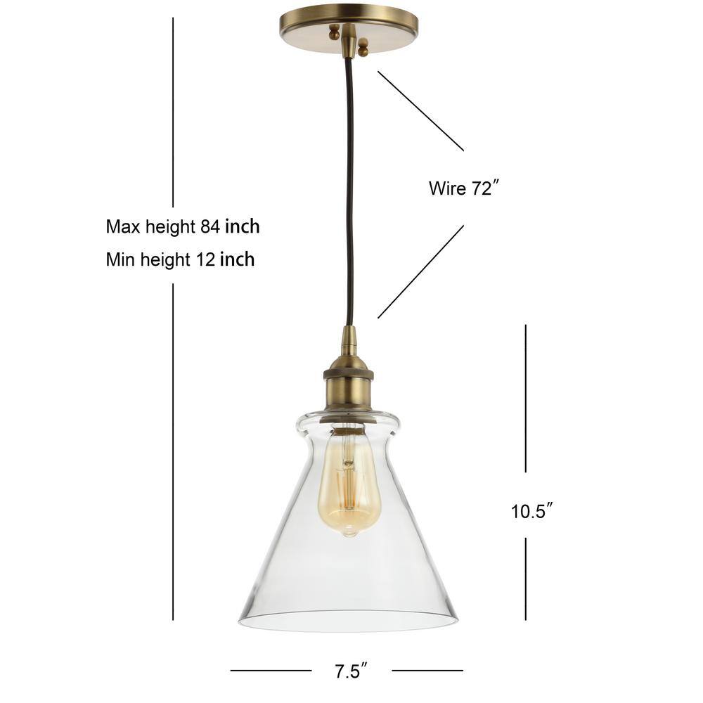 Goldwater 7.5" Brass Gold LED Pendant with Clear Glass Shade