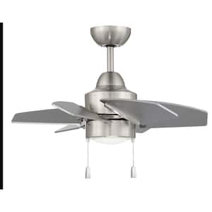 Propel II 24 in. Integrated LED Indoor Dual Mount 3-Speed Brushed Polished Nickel Finish Ceiling Fan with Light Kit