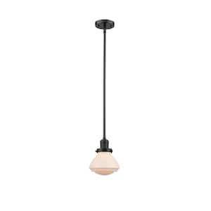 Olean 100-Watt 1-Light Oil Rubbed Bronze Shaded Mini Pendant Light with Frosted Glass Shade