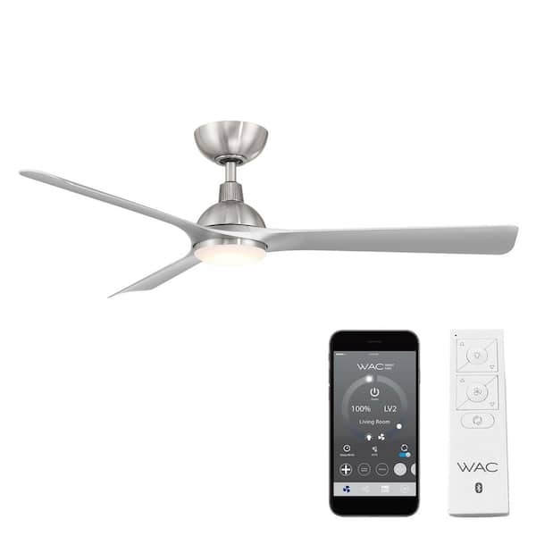 Gage 52 in. Indoor/Outdoor Brushed Nickel/Silver 3-Blade Smart Ceiling Fan Selectable CCT Integrated LED and Remote