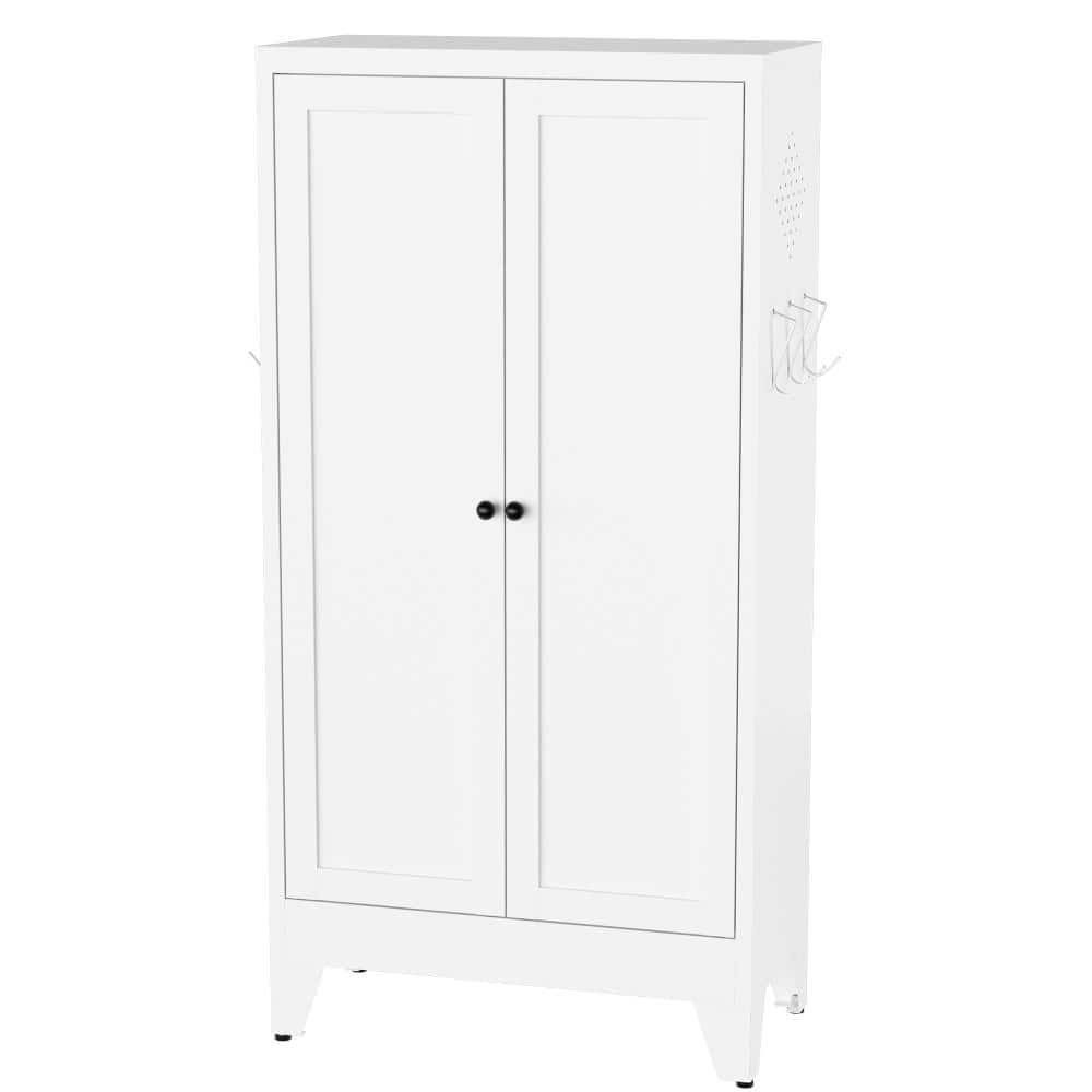 "47.3"" White Metal Pantry Cabinet, 3 Adjustable Shelves 110lb Capacity, Freestanding Storage Organizer" price history on PriceWatchPro