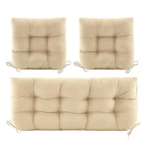 3-Piece Outdoor Chair Cushions Loveseat Outdoor Cushions Set Wicker Patio Cushion for Patio Furniture With Tie, Beige