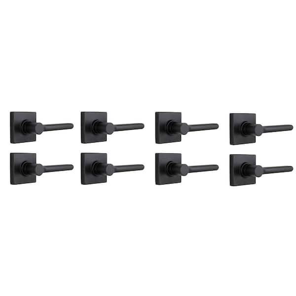 Tonebridge Matte Black Hall/Closet Door Lever with Square Rose 8-Pack