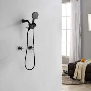 Double Handle 7-Spray Shower Faucet 1.8 GPM with Pressure Balance Anti Scald in. Black