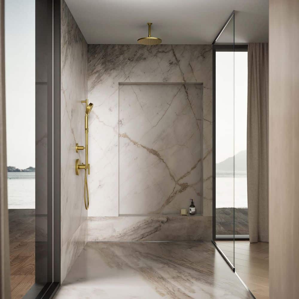 10'' Vibrant Moderne Brushed Gold Brass Rain Shower Head