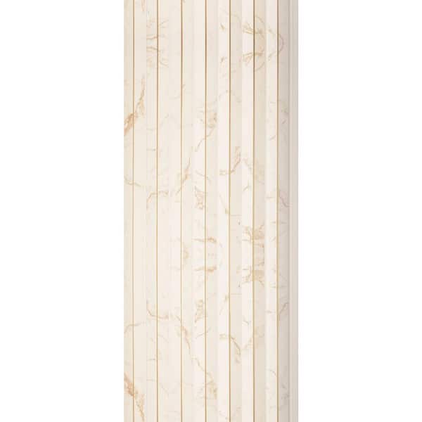 Gilded Peaks 1/2 in. x 0.79 ft. x 7.88 ft. White Calacatta Marble Glue-Up Decorative Foam Slat Wall(10-Pack)/62.25sq.ft.