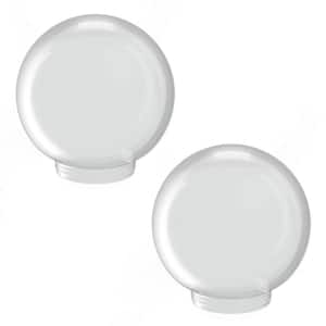 8 in. Dia Globes White Smooth Acrylic with 3.24 in. Outside Diameter Screw Neck (2-Pack)