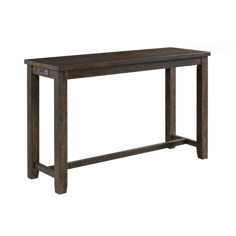 Smokey Walnut 60" Multipurpose Bar Table Set with USB & Power Strip