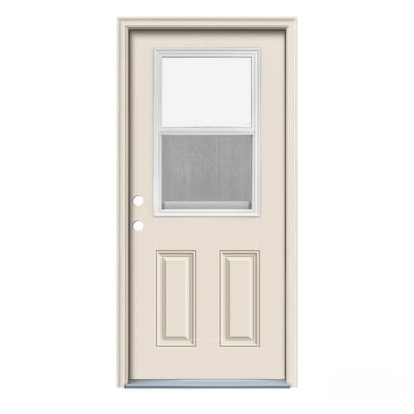 JELD-WEN 32 in. x 80 in. Venting 1/2 Lite Primed Steel Prehung Right-Hand Inswing Entry Door