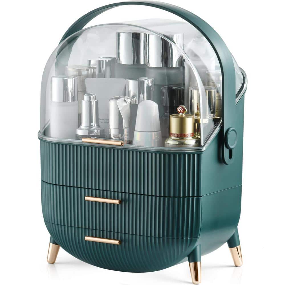 Makeup Storage Organizer Display Case with 2-Layer Storage Box and Transpar