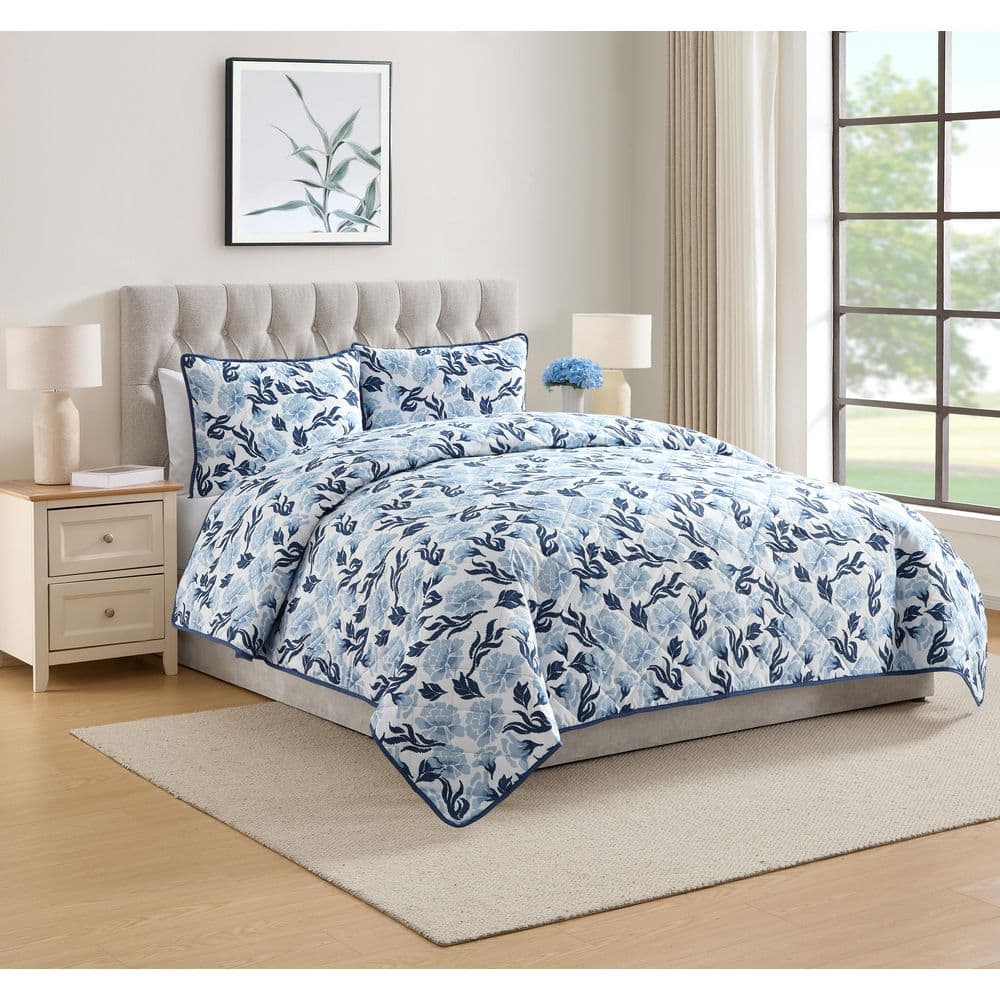 Whisper 3-Piece Blue Microfiber Full Queen Quilt Set price history on PriceWatchPro