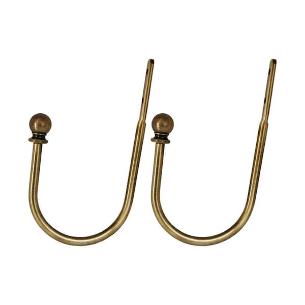 Versailles Home Fashions Antique Brass Hook Curtain Holdback (Set of 2 ...