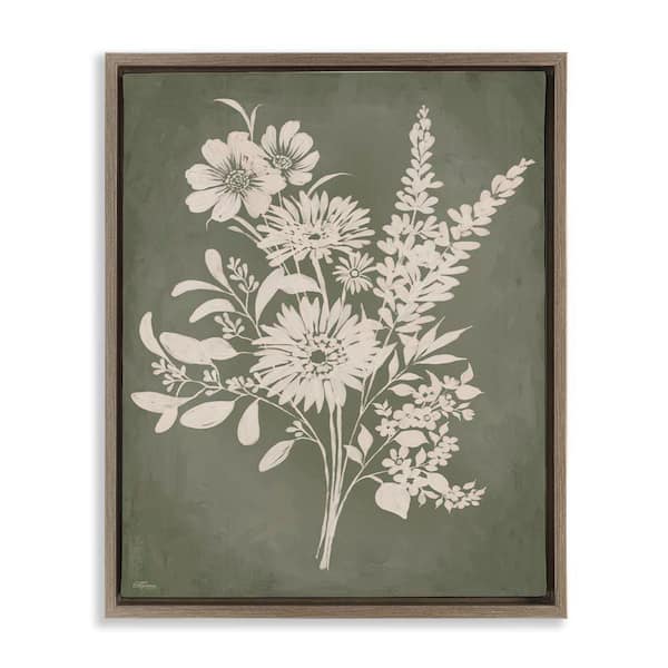Stupell Industries Bunches of Wildflower Herbs by Cat Thurman Designs Brown Floater Frame Nature Graphic Art Print 31 in. x 25 in.