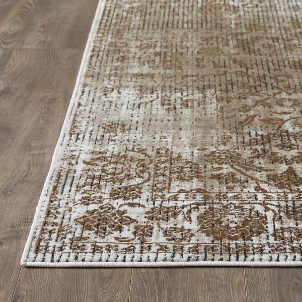 Aysal Alazah Beige/Cream 9 ft. 10 in. x 12 ft. 10 in. Geometric Polypropylene Indoor Area Rug