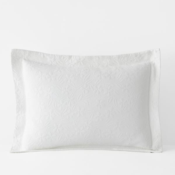 Legends Hotel Leaf Matelasse White Cotton Standard Sham