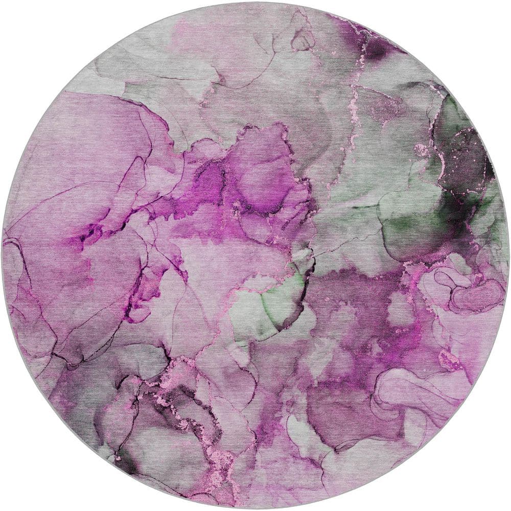 Dream Shag Premium Machine Washable Abstract ADS520 Pink 8 ft. x 8 ft. Round Rug price history on PriceWatchPro