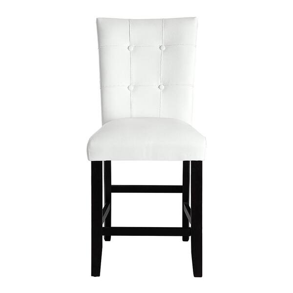 Acme Furniture Hussein White and Back PU Button Tufted Counter Height Chair (Set of 2)