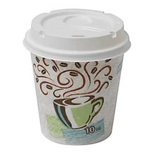 PerfecTouch Multicolor 10 oz. Disposable Paper Cups and Lids Combo, Hot Drinks, 50 Cups/Lids/Pack