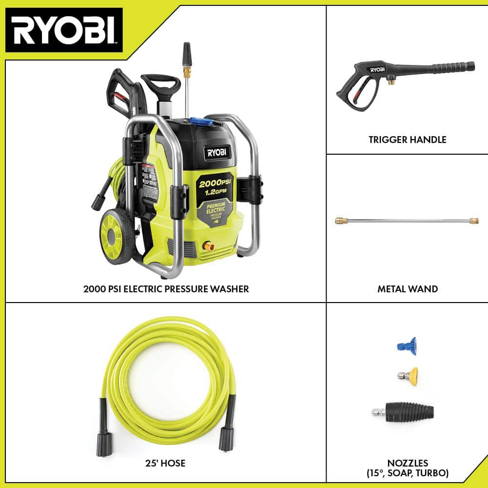 Compact Green and Black Electric Pressure Washer with Metal Frame