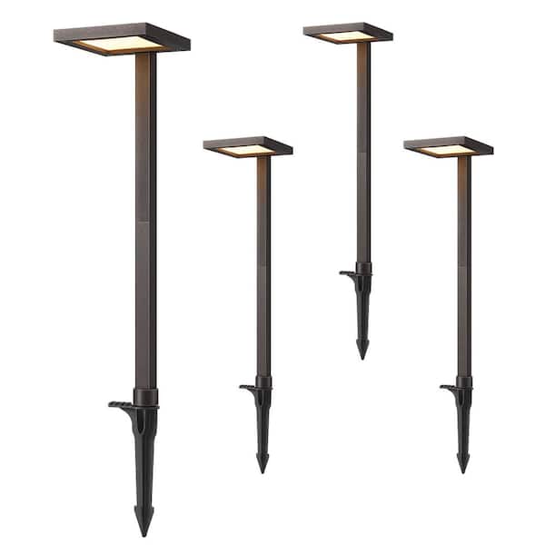 EDISHINE 36-Watt Equivalent Low Voltage Black Plug-in Integrated LED Waterproof Path Light Kit (4-Pack)