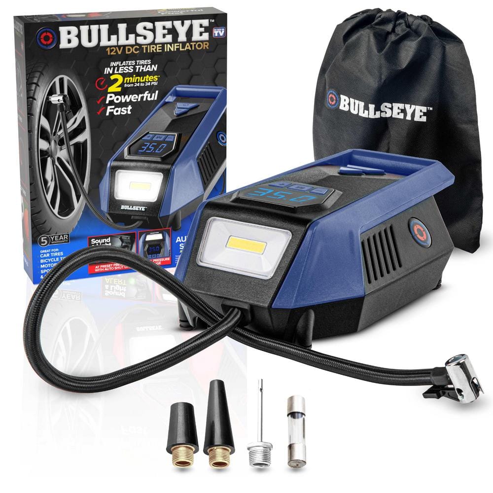 BULLSEYE 150 PSI Handheld Tire Inflator with Digital Pressure Gauge, Sound and Light Alert in Blue price history on PriceWatchPro