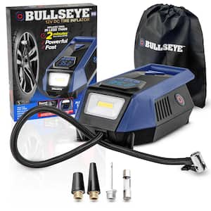 BULLSEYE 150 PSI Handheld Tire Inflator with Digital Pressure Gauge, Sound and Light Alert in Blue