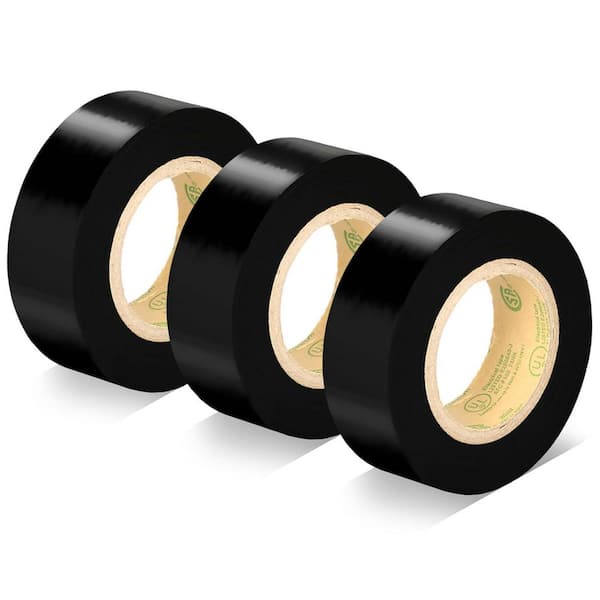 0.7 in. W x 33 ft. Industrial Grade Electrical Insulating Tape Black 3-Pack