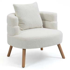 Azana Boucle Fabric with Wood Legs Accent Chair in White