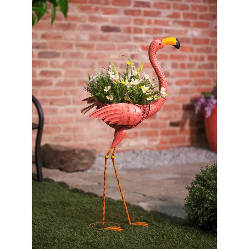 Evergreen in. Flamingo Planter with Coco Liner ZH47M1314 - The Home Depot