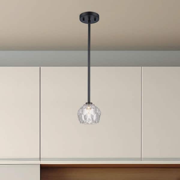 Sequoia 1-Light Black Modern Mini Pendant Light Fixture with Clear Glass Shade
