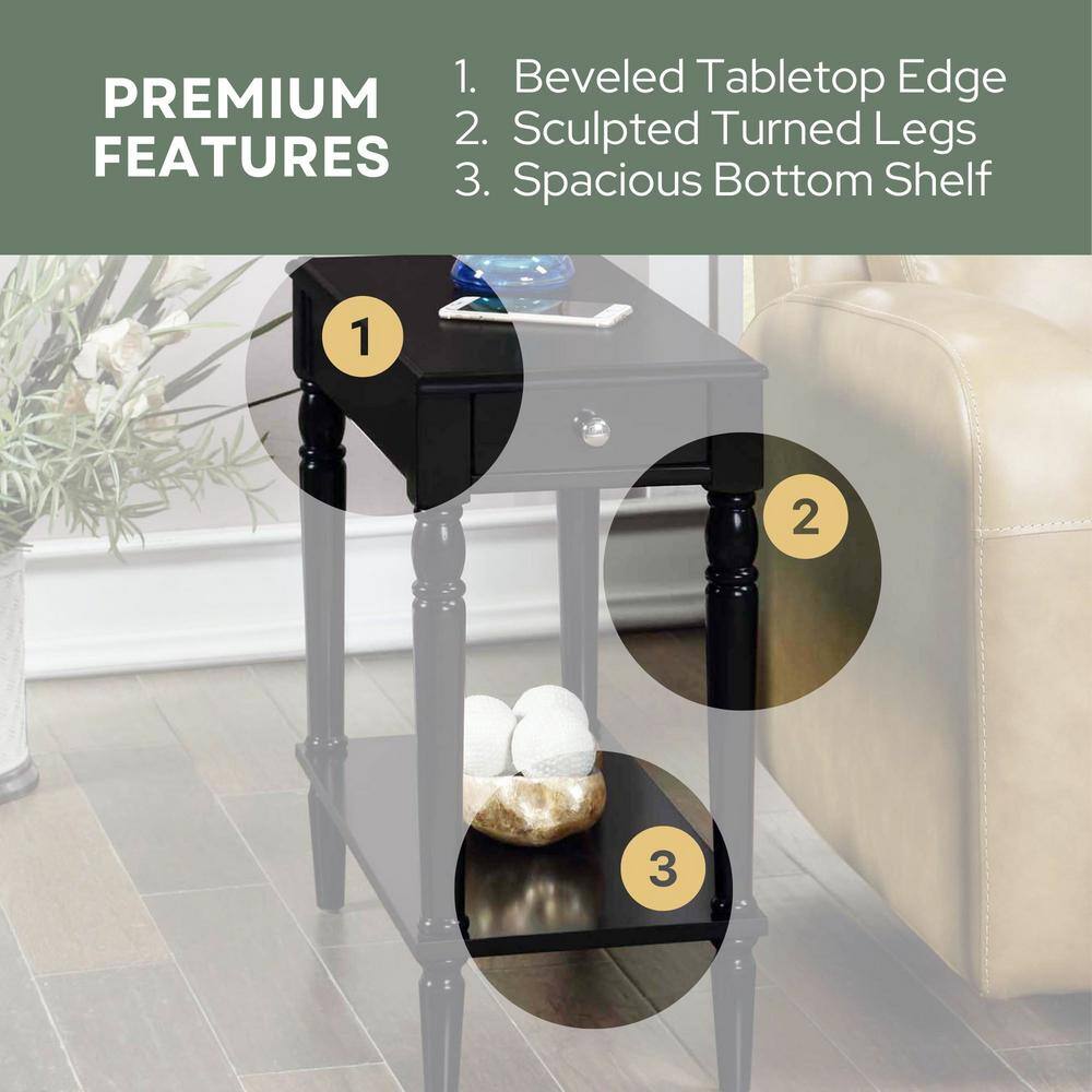 Elegant Square Black Wood End Table with Storage and Turned Legs