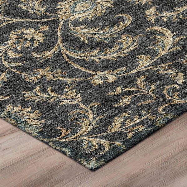 Chantille Machine Washable Indoor/Outdoor Abstract ACN3078 Black 10 ft. x 14 ft. Area Rug