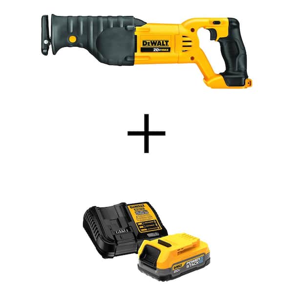 DEWALT 20V MAX Lithium-Ion Cordless Reciprocating Saw with POWERSTACK 1.7 Ah Battery Pack and Charger