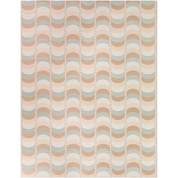 Lycia Coral 7 ft. 10 in. x 10 ft. Modern Waves Indoor/Outdoor Area Rug