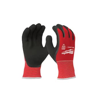 Medium Red Latex Level 1 Cut Resistant Insulated Winter Dipped Work Gloves