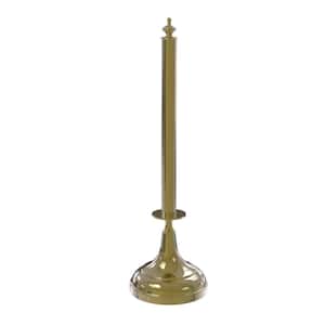 Traditional Counter Top Kitchen Paper Towel Holder in Unlacquered Brass