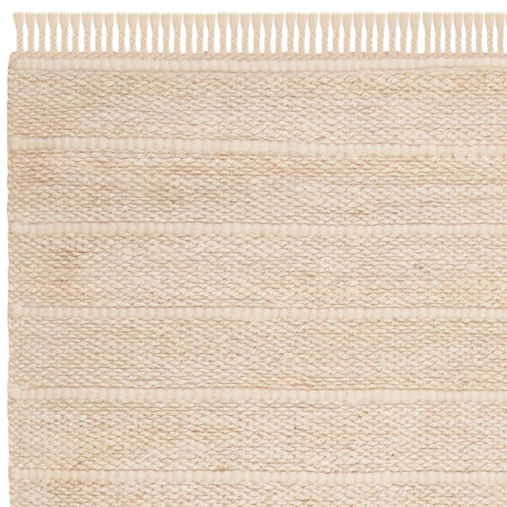 Ivory Stripe Hand-Woven Wool Blend 8' x 10' Area Rug