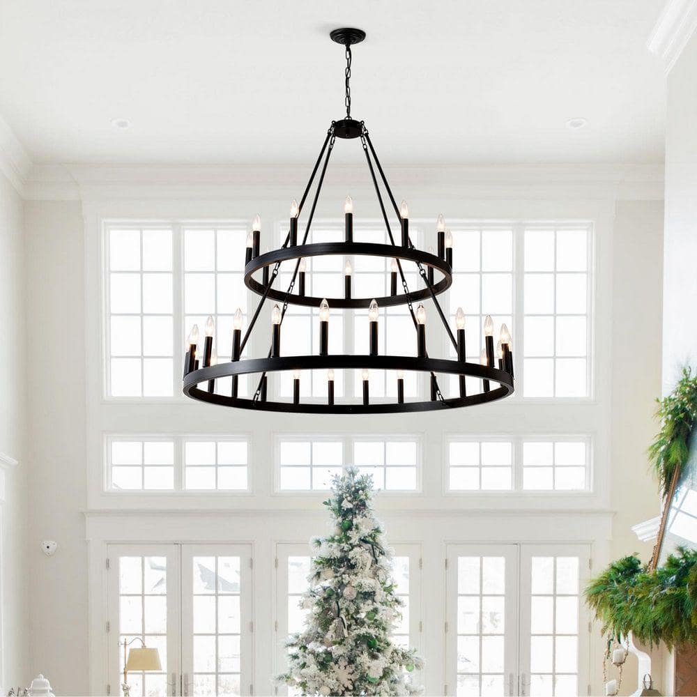 INFINITEINSPIRE HOME LLC 36-Light Black Metal Farmhouse Chandelier