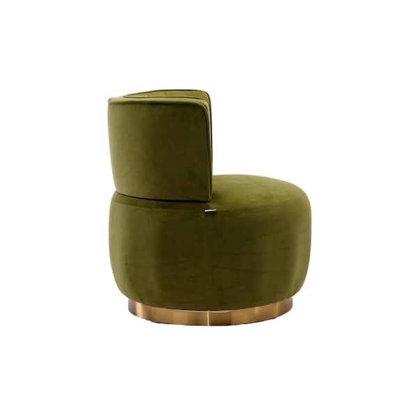 HOMEFUN Contemporary Olive Green Velvet Upholstered Swivel Barrel Chair