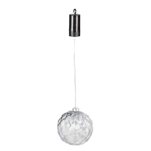 6 in. Silver Shatterproof LED Ball Outdoor Safe Battery Operated Christmas Ornament