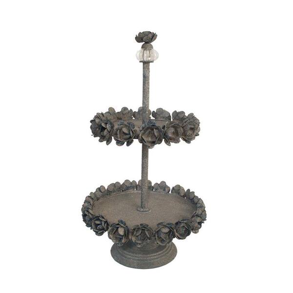 Home Decorators Collection Brianna Distressed Grey Two-Tier Stand