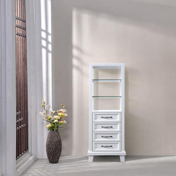 Dreamwerks 18 in. W x 18 in. D x 60 in. H White Solid Wood Freestanding Linen Cabinet