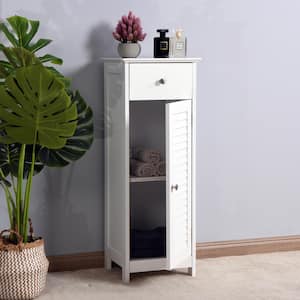 12.6 in. W x 11.81 in. D x 34.25 in. H Bathroom Linen Cabinet Floor Storage Cabinet with Drawers in White