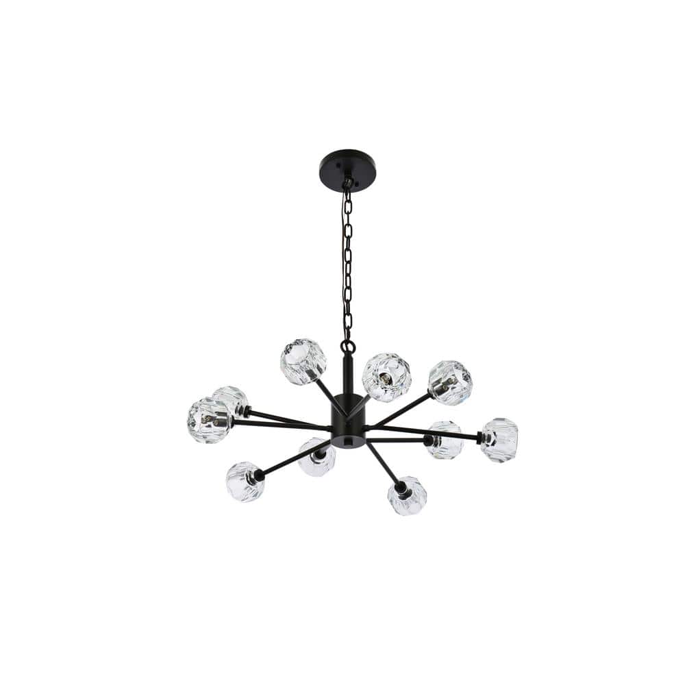 Graham Black 10-Light Pendant with Crystal Globe Shades