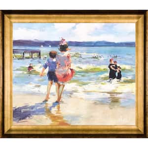 At the Seashore by Edward Henry Potthast Athenian Gold Framed Nature Oil Painting Art Print 25 in. x 29 in.