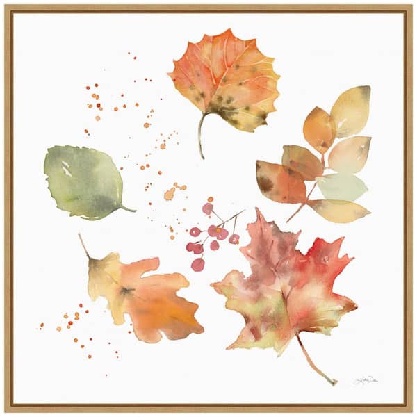 Amanti Art 22 in. Falling Leaves I Fall/Thanksgiving Framed Canvas Box Wall Art