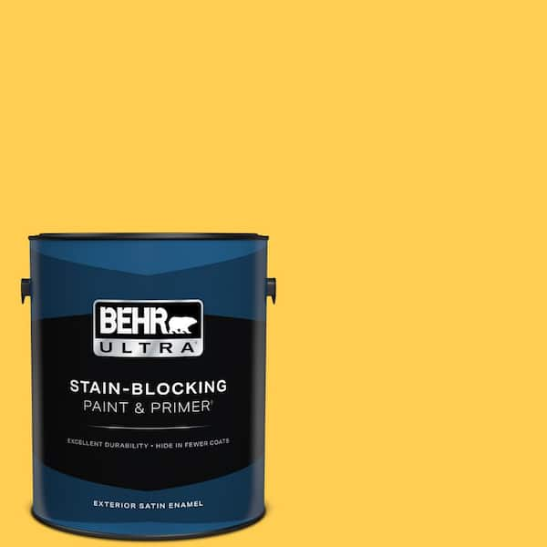 BEHR ULTRA 1 gal. #T16-05 Canary Diamond Satin Enamel Exterior Paint & Primer